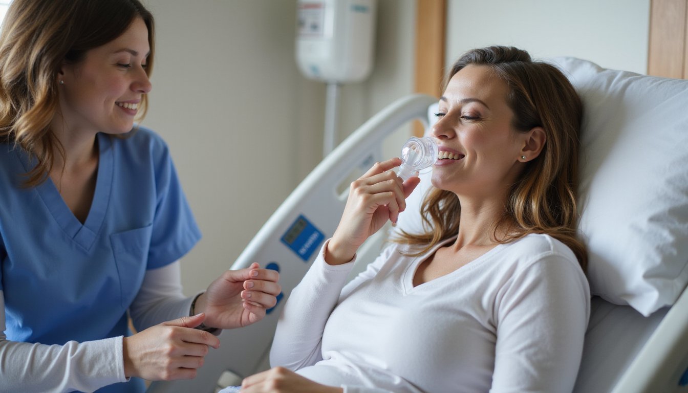 emotional patient satisfying self administered natural birthing