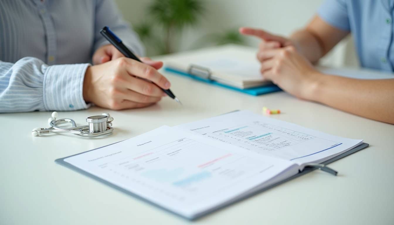 A person writing something in a file