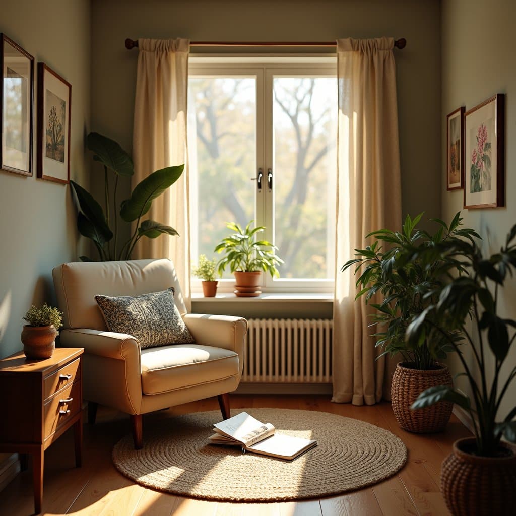 A peaceful room with one sofa and bright sunlight coming in through wide windows to reflect and relax in our inpatient facility for Individual Therapy in Nassau County
